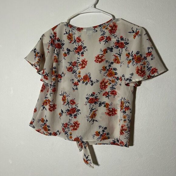 Arizona Floral Button Down Tie-Front Blouse | Size S - Picture 2 of 6